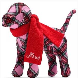 Victoria's Secret PINK Limited Edition Plaid 2025 Holiday Stuffed Dog, BNWT